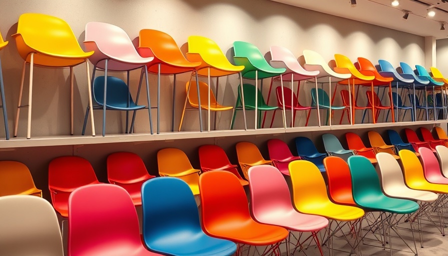Successful retail store floor plan showcasing colorful modern chairs.