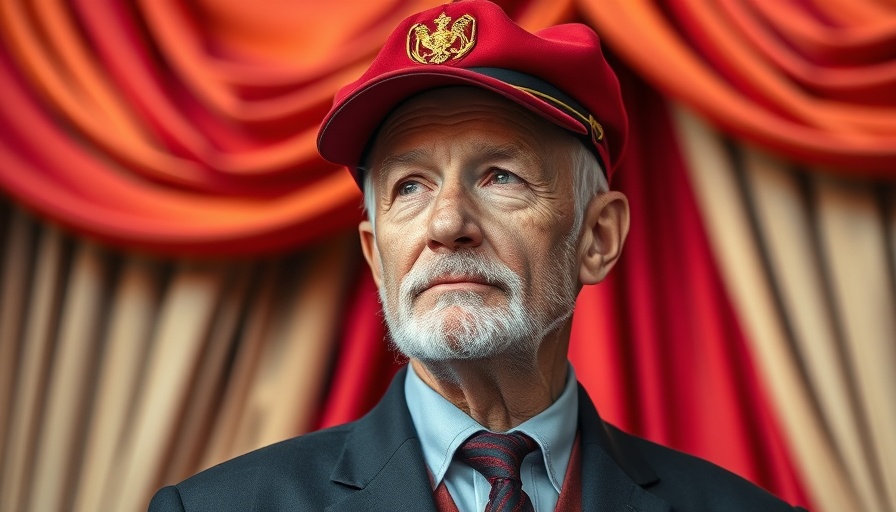 Person in a red hat pondering in an official setting.