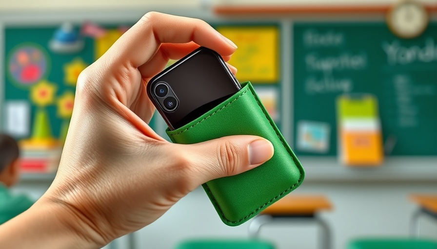 Close-up of Yondr phone pouch in use at school.