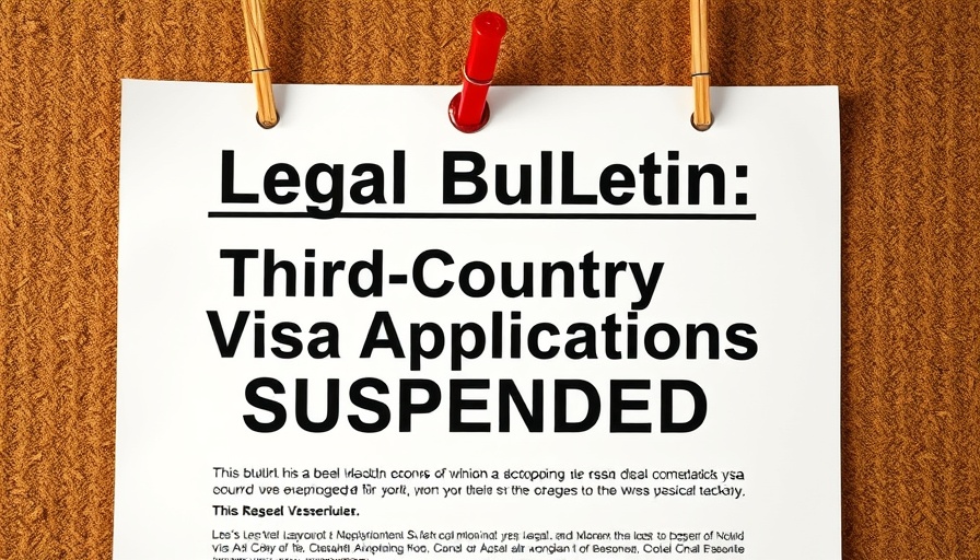 Legal bulletin on third country visa applications processing suspension.
