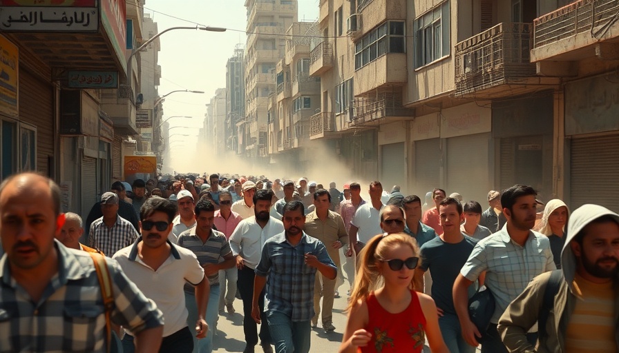 Gaza City evacuation order with people in a bustling street scene.
