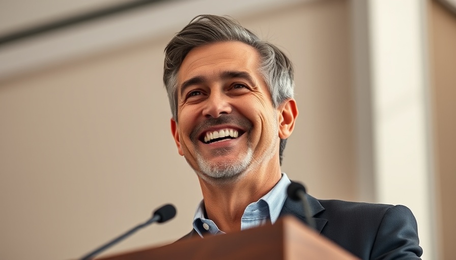 Texas entrepreneur overcomes hurdles, delivering a speech confidently.