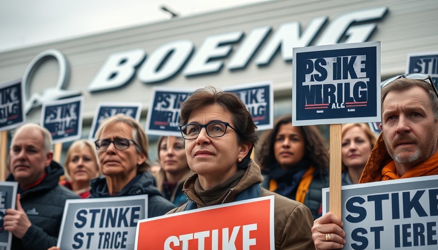 Protest against Boeing highlighting labor deal impact on business finance.