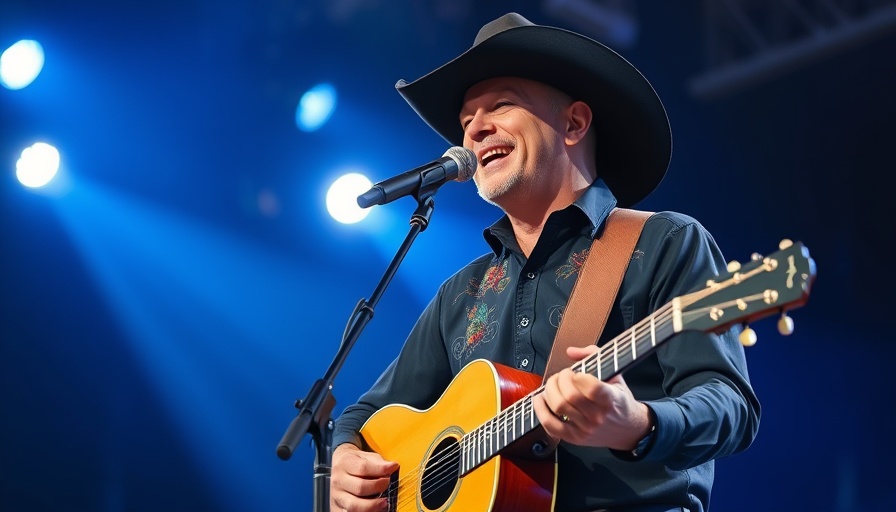 Country artist performing on stage, possibly running for office.
