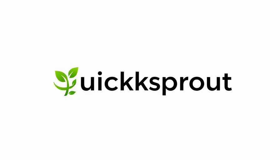 Minimalistic QuickSprout logo with green leaf icon on white background