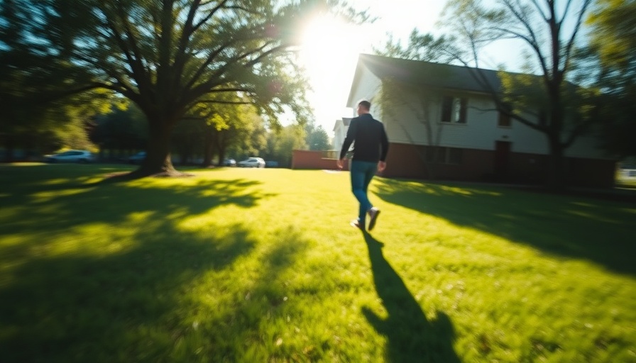 Surveillance image of person in grassy area under bright daylight.