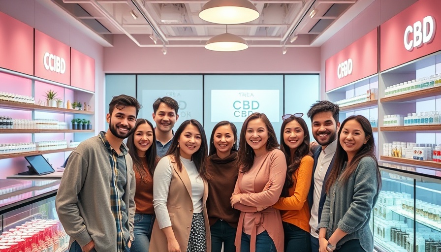 Energetic group in a modern CBD shop promoting education and trust.