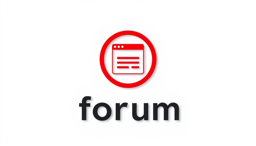 Minimalistic forum logo with red circle and web icon.