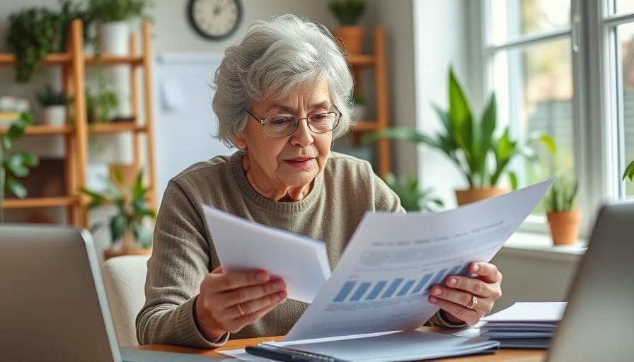 Elderly woman focused on financial planning and budgeting at home office.