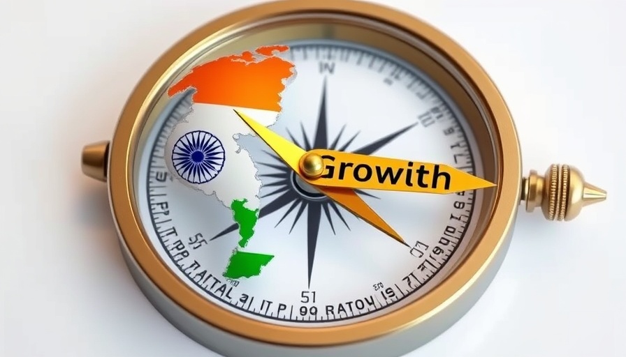 Compass with Indian flag globe symbolizing AI for small business growth.