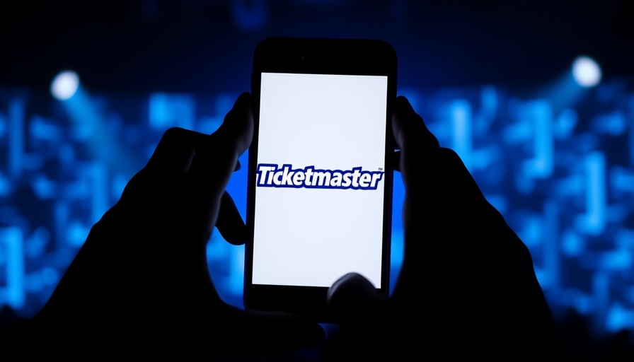 Smartphone with Ticketmaster logo held against digital background, Ticketmaster illegal resale practices