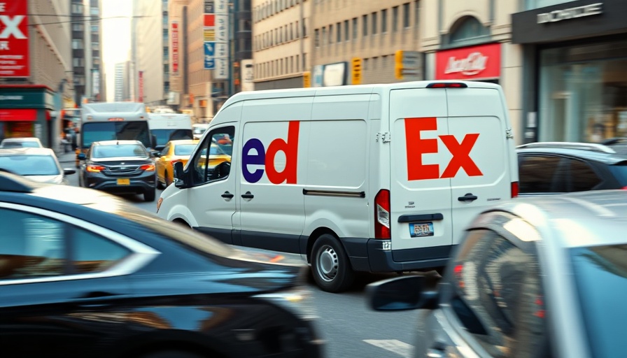 FedEx van in busy city traffic, representing FedEx earnings report.