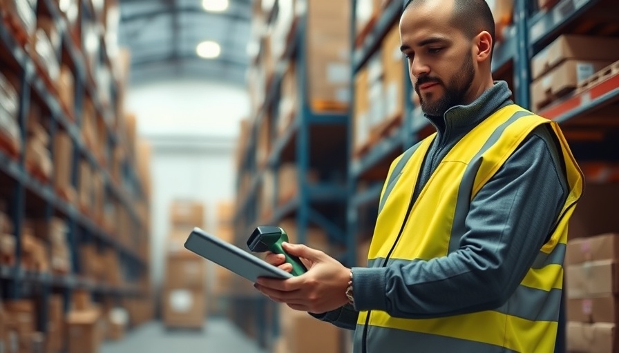Warehouse worker using inventory control software solutions.