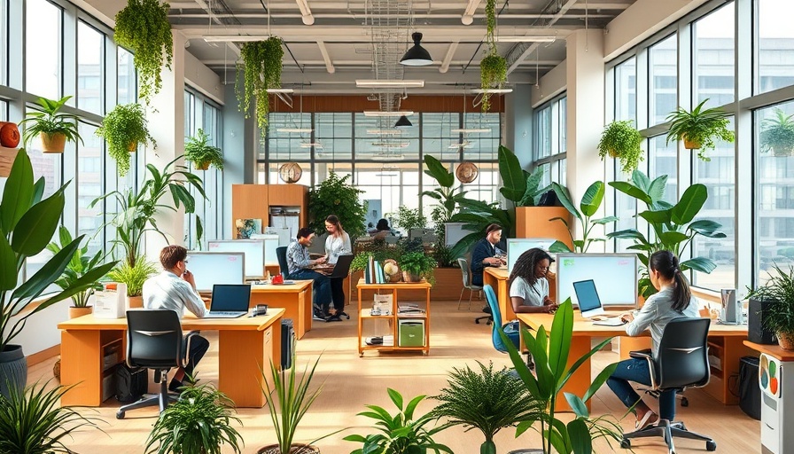 Vibrant office illustration showcasing the psychology of space in the workplace.