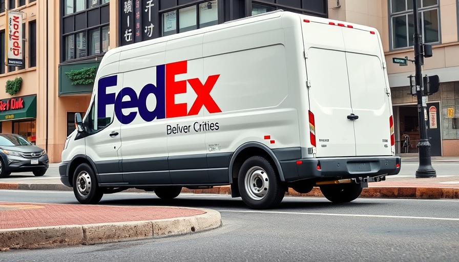 White FedEx truck parked on city street during daylight.