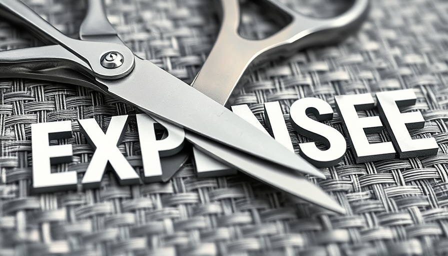 Scissors cutting expenses text symbolizing cost reduction for small businesses.