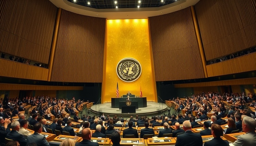 Meeting in U.N. General Assembly with delegates present.