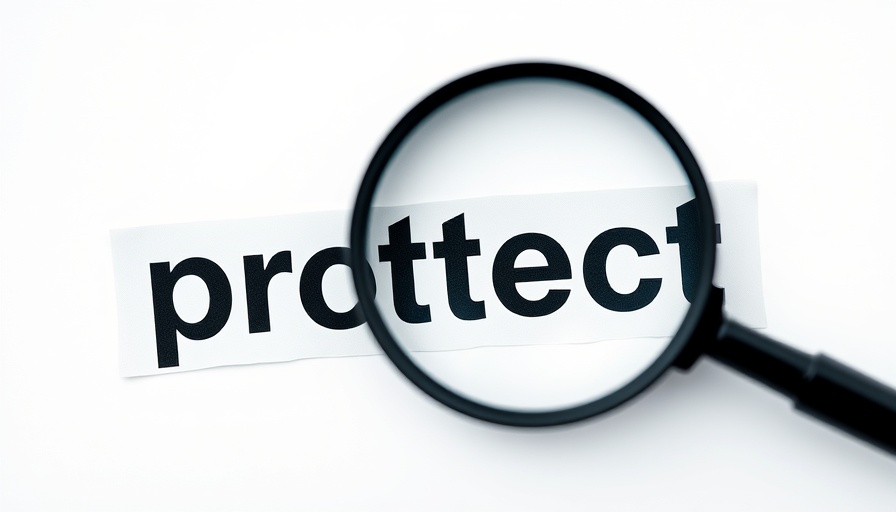 Magnifying glass over 'protect' highlights security for small business.
