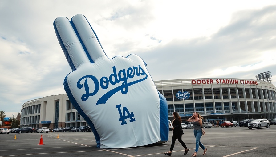 Giant foam finger at LA Card Show, Dodger Stadium.