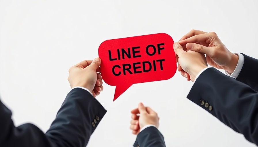 Hands in suits holding 'Line of Credit' sign, business concept.