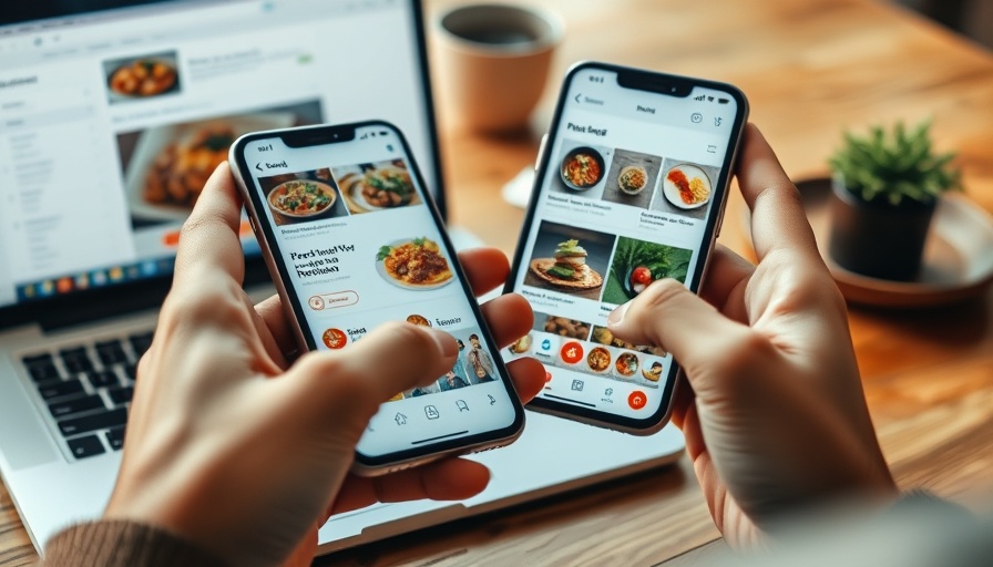 Hands browsing third-party delivery app for small businesses.
