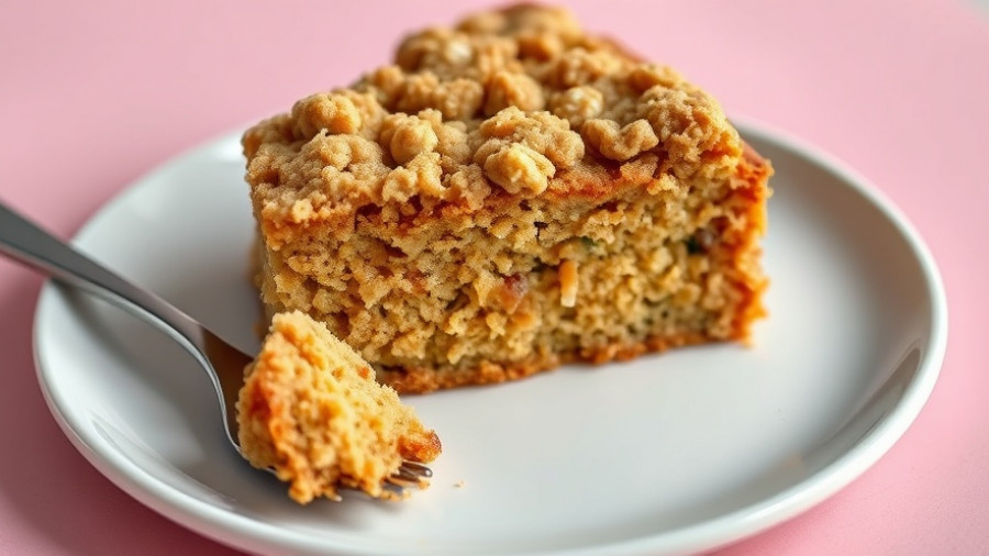 Moist slice of Salted Butterscotch Zucchini Coffee Cake on a plate.