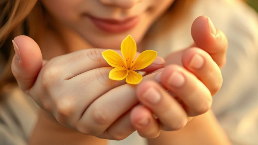 Hands holding a yellow flower symbolizing hope, connected to domestic violence stories.