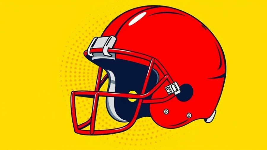 Pop-art style football helmet illustrating NFL vs High School Football Safety.