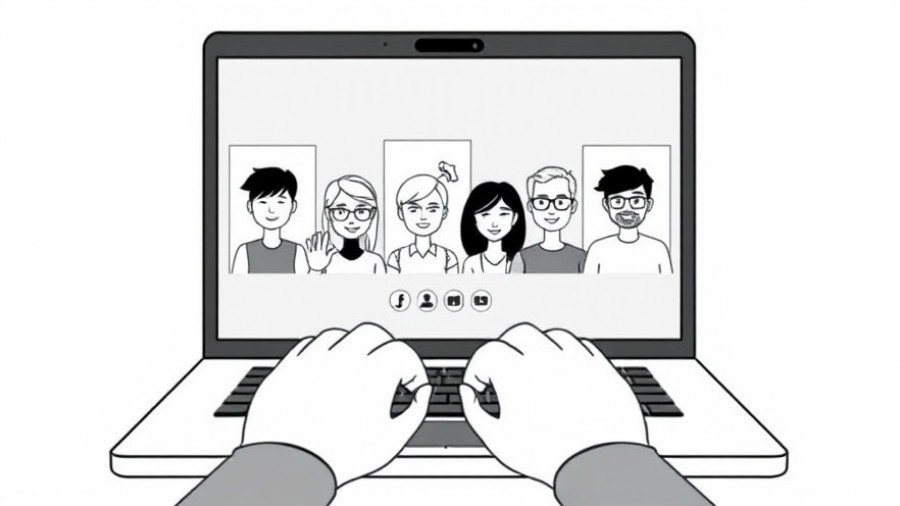 Illustration of a video call on a laptop for mindfulness-based cognitive therapy.