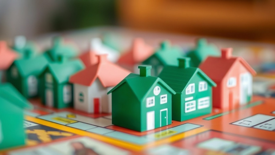 Monopoly houses on board illustrating mental health costs of poor housing for asylum seekers.