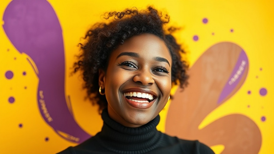 Joyspan: Joyful woman smiling with a bright background.