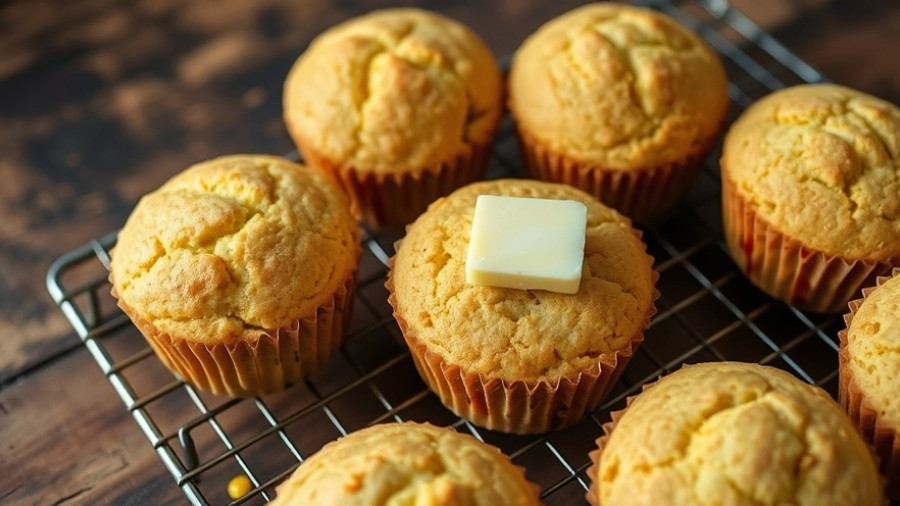 Gluten-Free Cornbread Muffins with butter on a cooling rack.