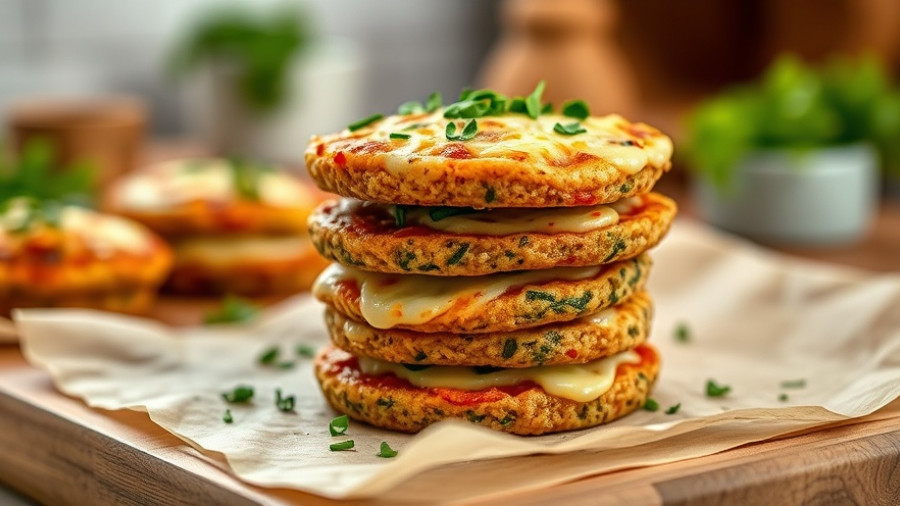 High-Protein Pizza Quinoa Bites with melted cheese and herbs.