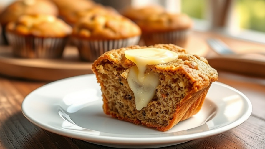 Bran muffin with butter, a delicious example of healthy recipes using applesauce.