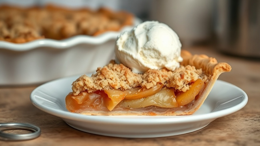 Seasonal recipes for November: apple pie slice with ice cream.