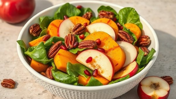 Butternut Squash Brussels Sprouts Caesar Salad in a ceramic bowl.