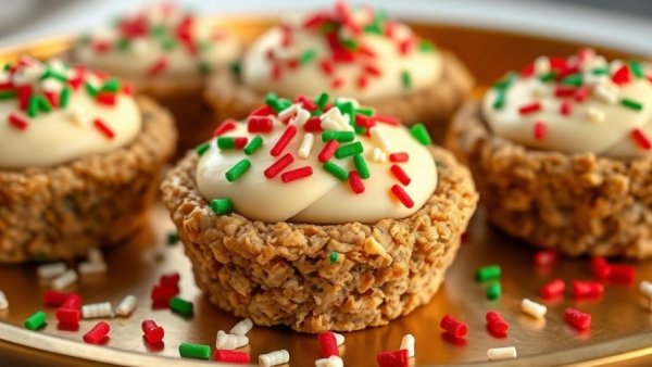Santa’s Naughty Oatmeal Cream Pies with colorful sprinkles