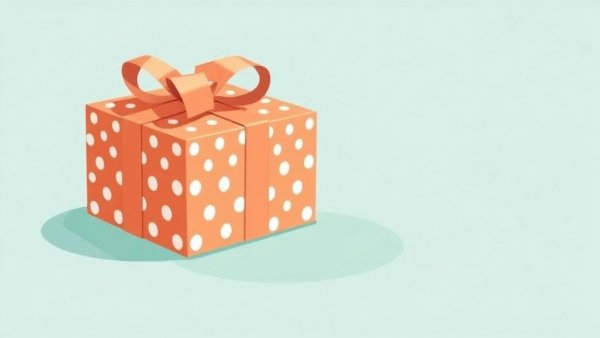 Minimalist polka dot gift box illustration for holiday gift-giving stress relief.