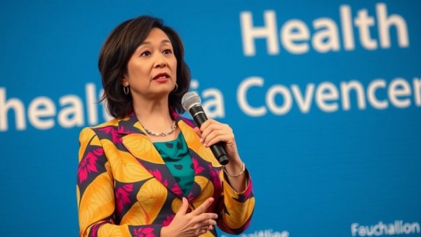 Woman discusses Addyi for postmenopausal women's sexual health at conference.