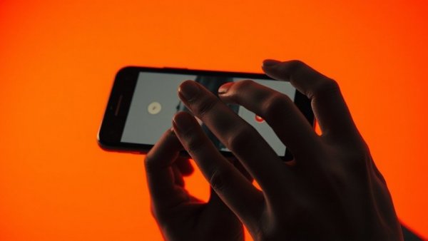 Glitched smartphone use with orange background, communication habits to ditch in 2026.