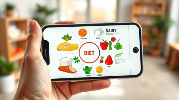 Colorful infographic on smartphone showcasing new dietary guidelines.