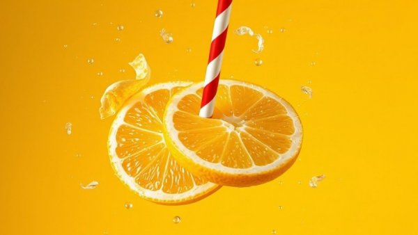 Sliced citrus fruits and straw against yellow, representing Vitamin C and Mental Vitality.