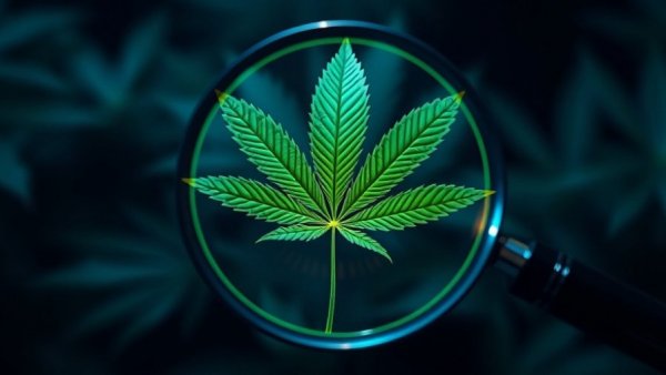 Futuristic cannabis leaf represents medical cannabinoids for mental health.