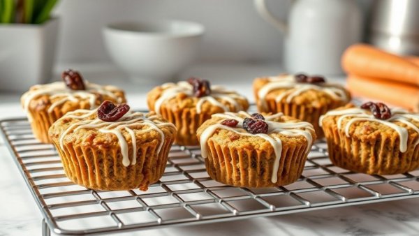 Carrot Cake Baked Oatmeal Cups on a cooling rack.