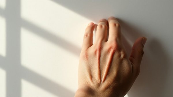 Close-up of a hand with skin picking disorder marks, illustrating emotion regulation challenges.
