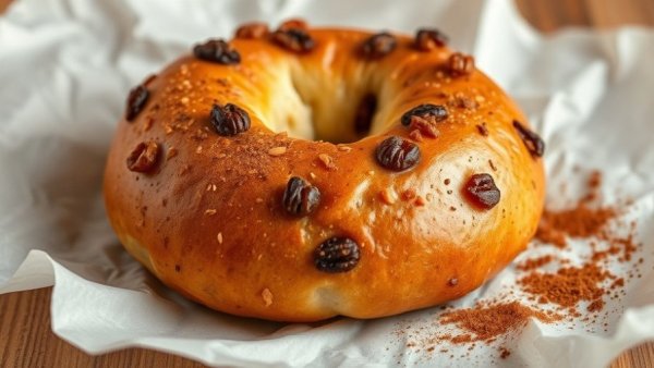 Cinnamon Raisin Cottage Cheese Protein Bagel on parchment paper.