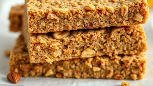 Nutty no-bake banana vegan protein bars close-up.