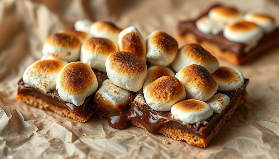 Gooey Tahini S’mores Bars with marshmallows and chocolate