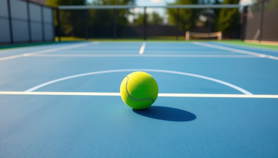 Minimalist pickleball court scene illustrating increase in Americans playing sports.