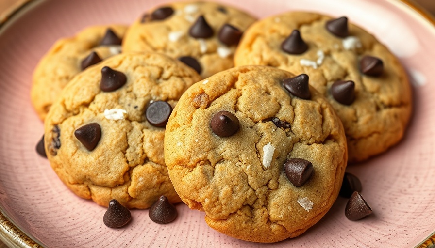 Healthy zucchini breakfast cookies with chocolate chips on a pink plate.